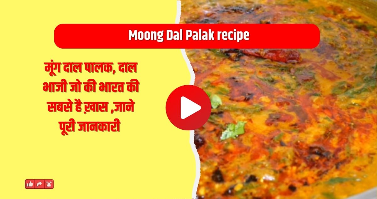 Moong Dal Palak recipe: मूंग दाल पालक, दाल भाजी जो की भारत की सबसे है ख़ास ,जाने पूरी जानकारी